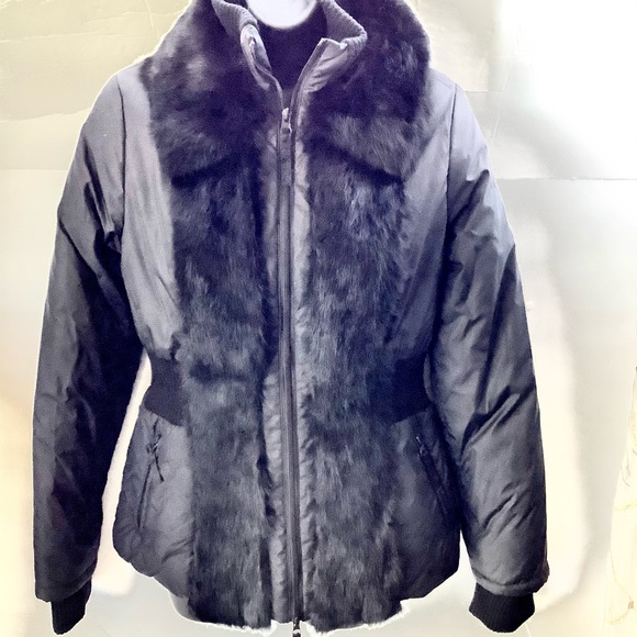 - Buffalo winter coat black rabbit real fur medium - Picture 1 of 5